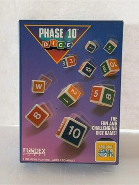 VINTAGE Phase 10 Dice COMPLETE Fundex 1993 Rummy Colors Numbers Scorepad Rummy